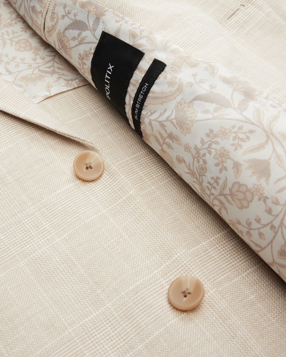 Slim Stretch Check Tailored Jacket, Natural Check, hi-res